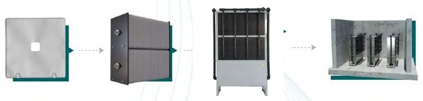 Swing build-up: flat sheet, cassette, module and tank installation