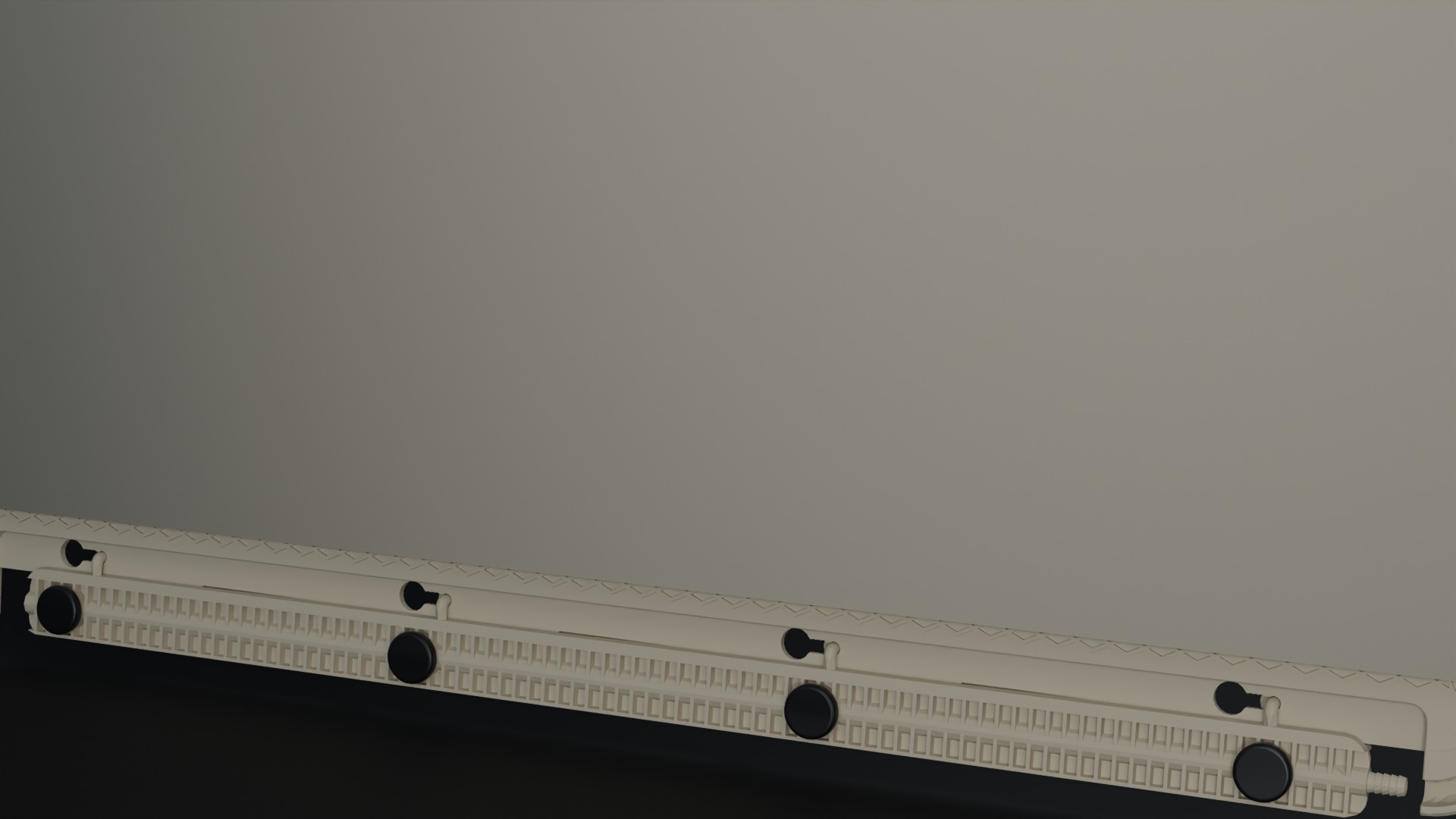 Palisade plate. PES sheet on the faces, detachable manifold and orifices at the base. Rendering.