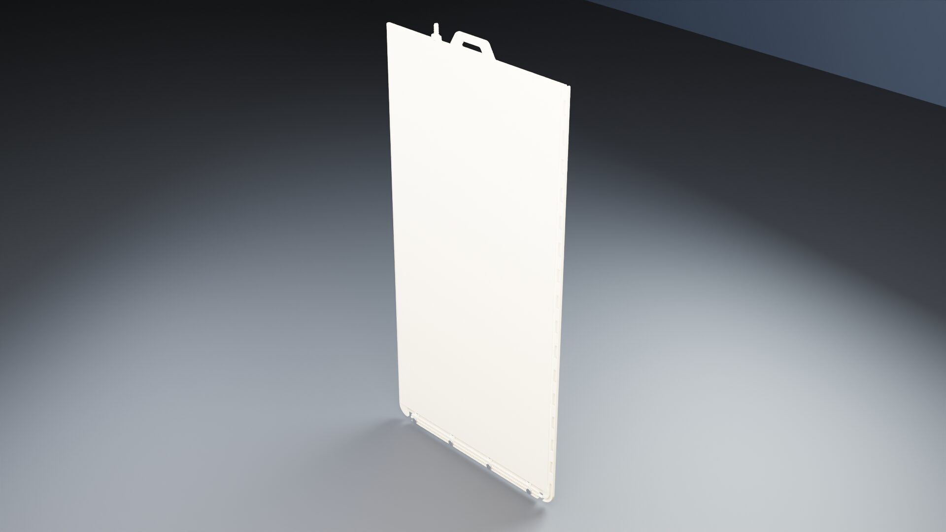 Palisade plate with PES membrane. Handle at the top, detachable manifold at the bottom.